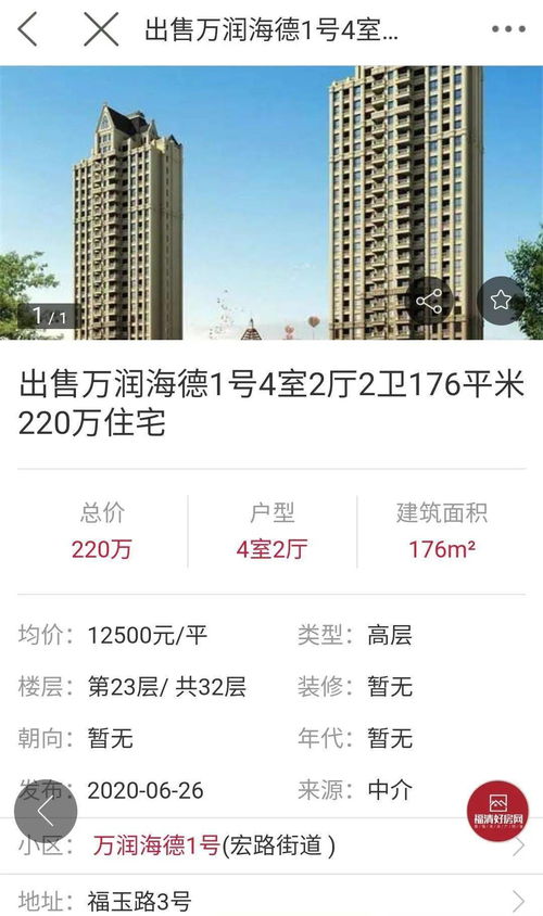 福清二手房 1室2廳2衛(wèi)僅售23萬,還有...